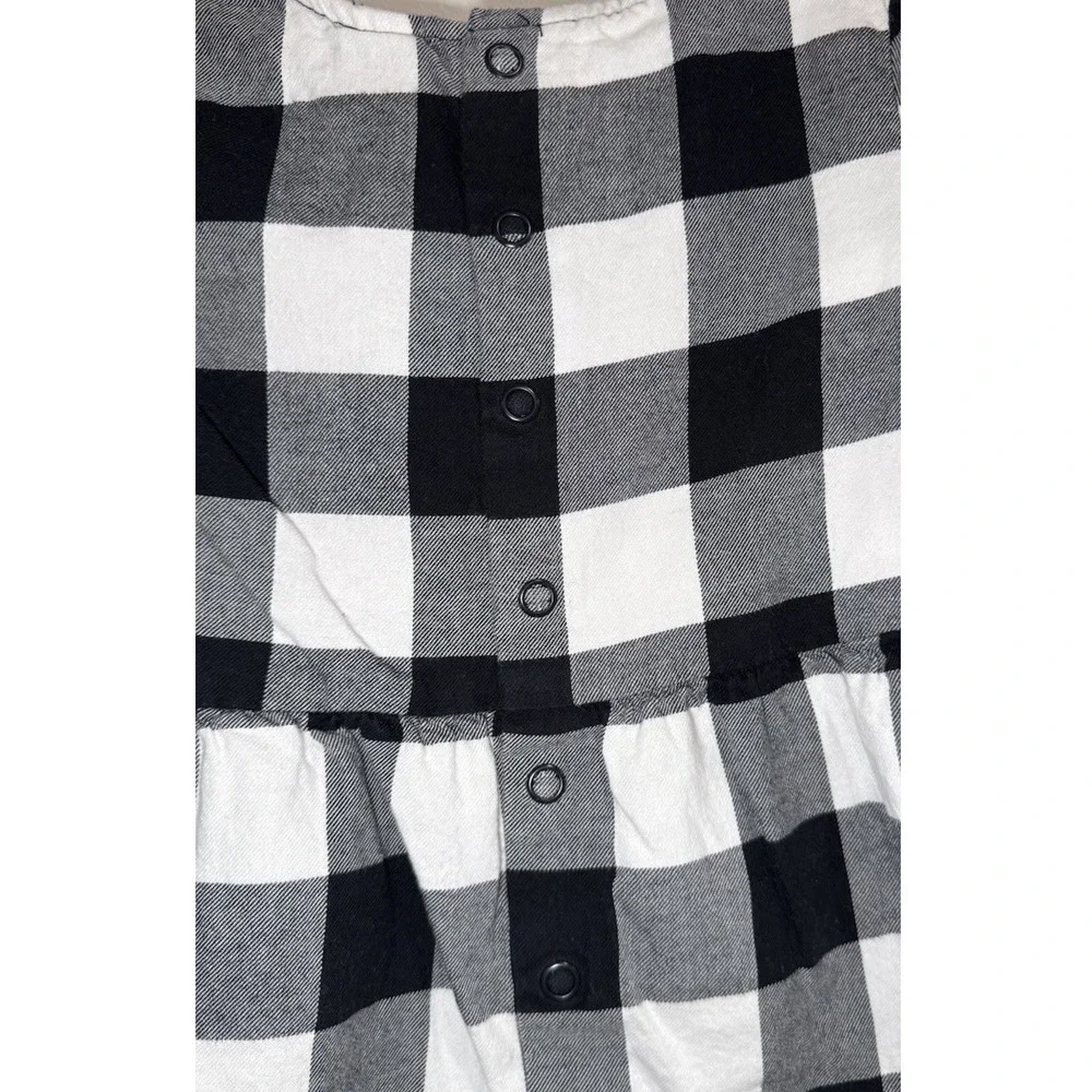 Carters Buffalo Check Plaid Back White L‎ Sleeve Peplum Dress Shirt Toddler 24M